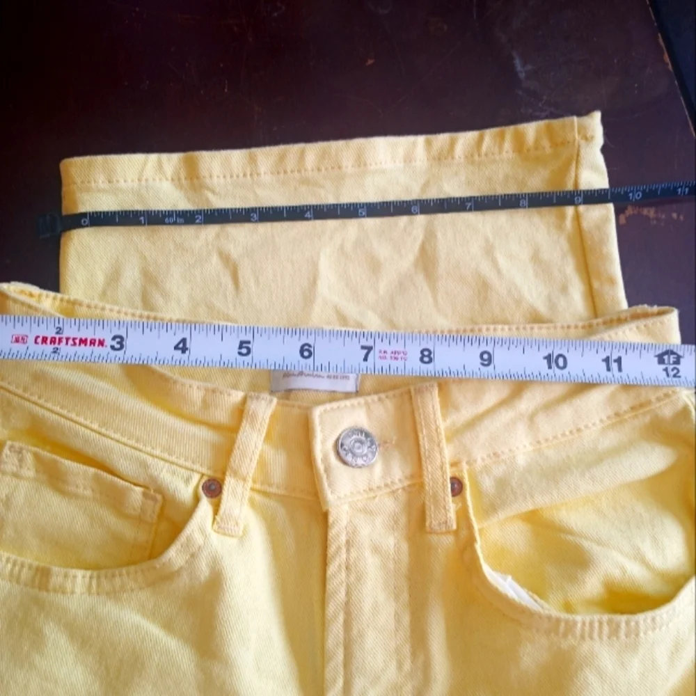 Asos Only High Rise Wide Leg Boho Butter Yellow Distressed Hippie Flare Jeans 26